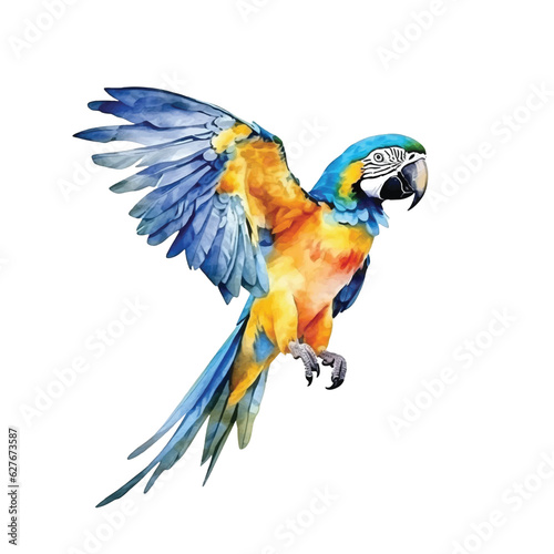 Blue-and-yellow Macaw watercolor paint 
