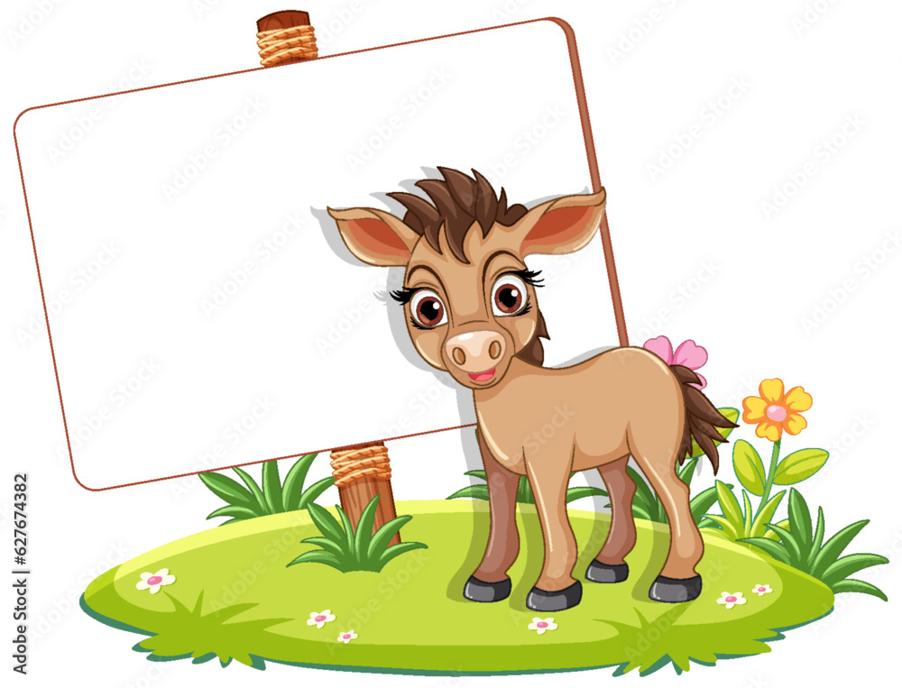 Obraz premium Cartoon Horse with Nature Background