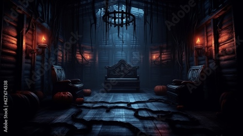 A beautiful background room to promote halloween party. Generative AI.