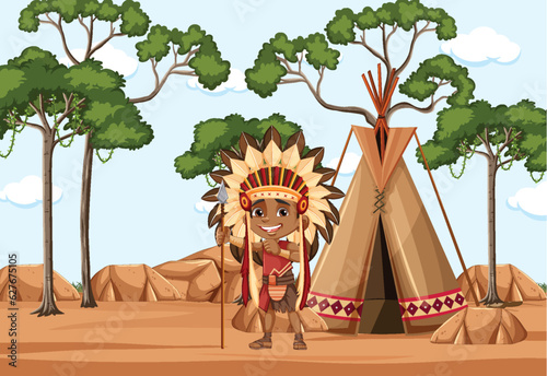 Indigenous people in front of their house