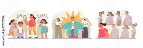 Uniqueness and individuality set. Character standing out from the crowd