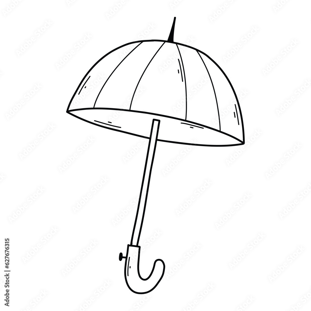 Doodle umbrella. Vector illustration. Autumn linear umbrella isolated on white background. Doodle umbrella. Vector illustration. Autumn linear umbrella isolated on white background.