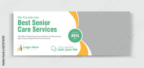 Senior Care timeline cover design template for your business ads promotion 