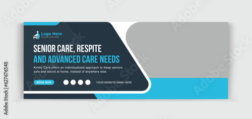 Senior Care timeline cover design template for your business ads promotion 