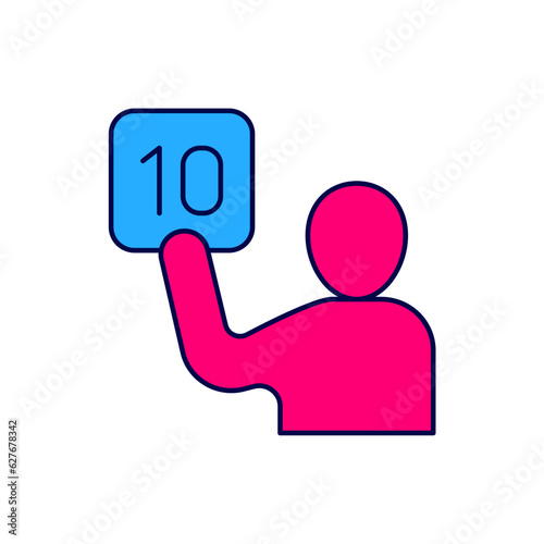 Filled outline Assessment of judges icon isolated on white background. Vector