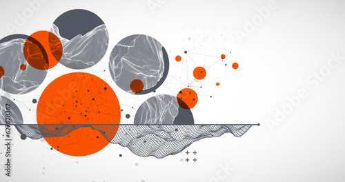 Trendy abstract wireframe background. Modern science or technology art elements. Surface illustration.