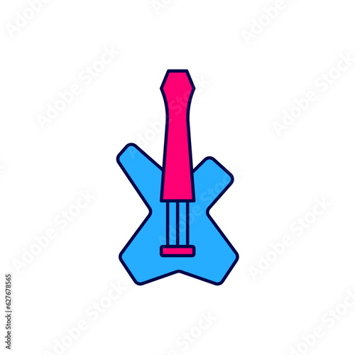 Filled outline Electric bass guitar icon isolated on white background. Vector