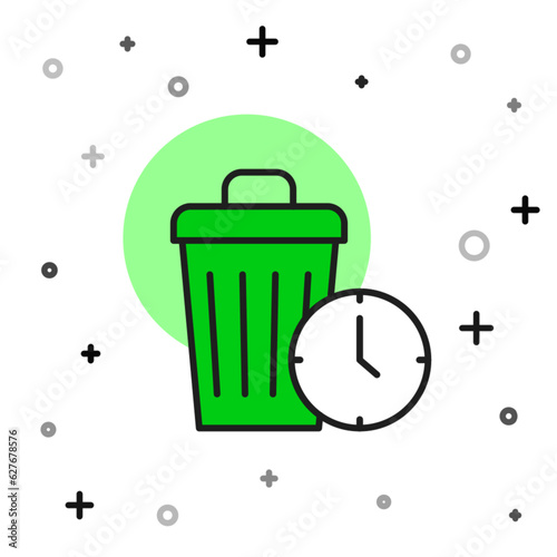 Filled outline Waste of time icon isolated on white background. Trash can. Garbage bin sign. Recycle basket icon. Office trash icon. Vector