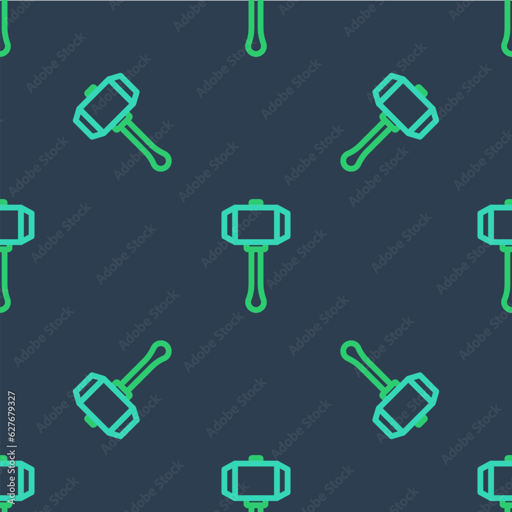 Line Hammer icon isolated seamless pattern on blue background. Tool for repair. Vector Line Hammer icon isolated seamless pattern on blue background. Tool for repair. Vector
