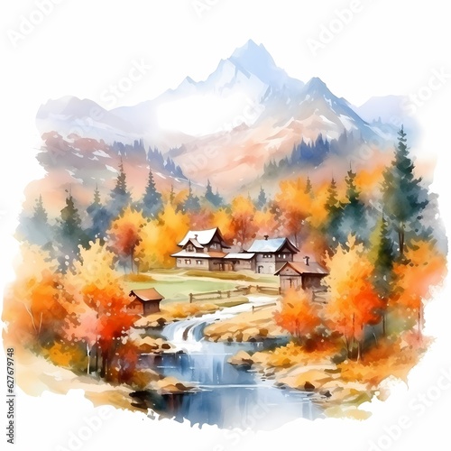 autumn in the countryside in the style of dynamic art