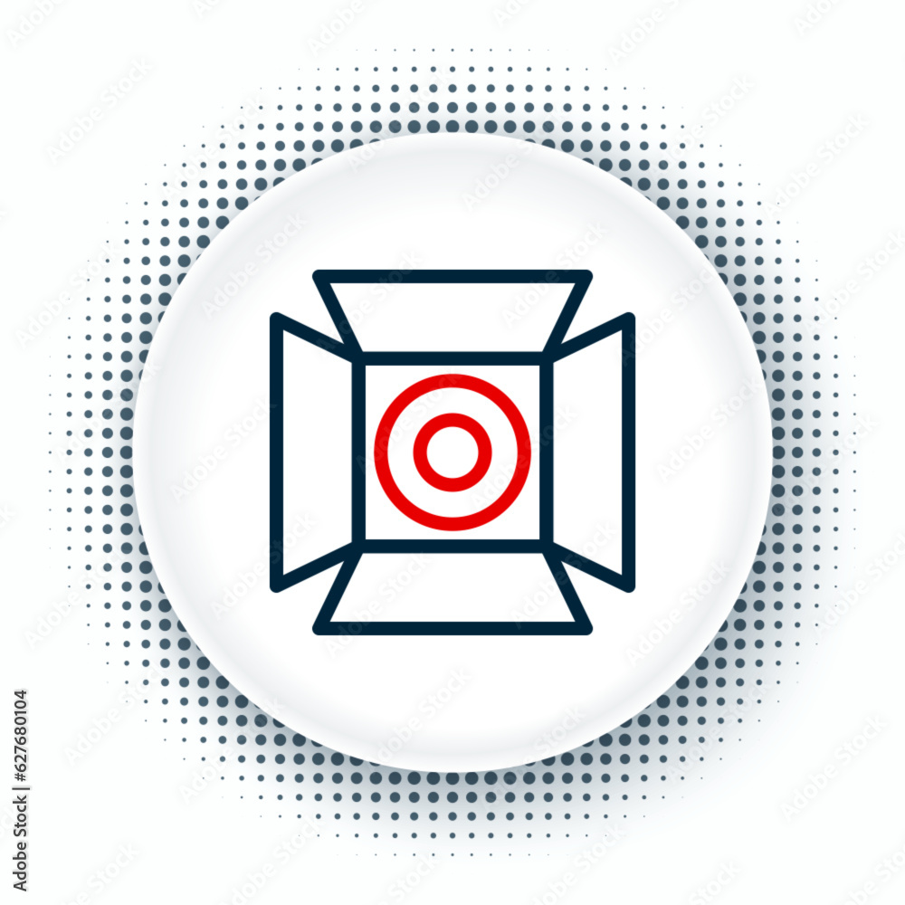 Line Movie spotlight icon isolated on white background. Light Effect. Scene, Studio, Show. Colorful outline concept. Vector Line Movie spotlight icon isolated on white background. Light Effect. Scene, Studio, Show. Colorful outline concept. Vector