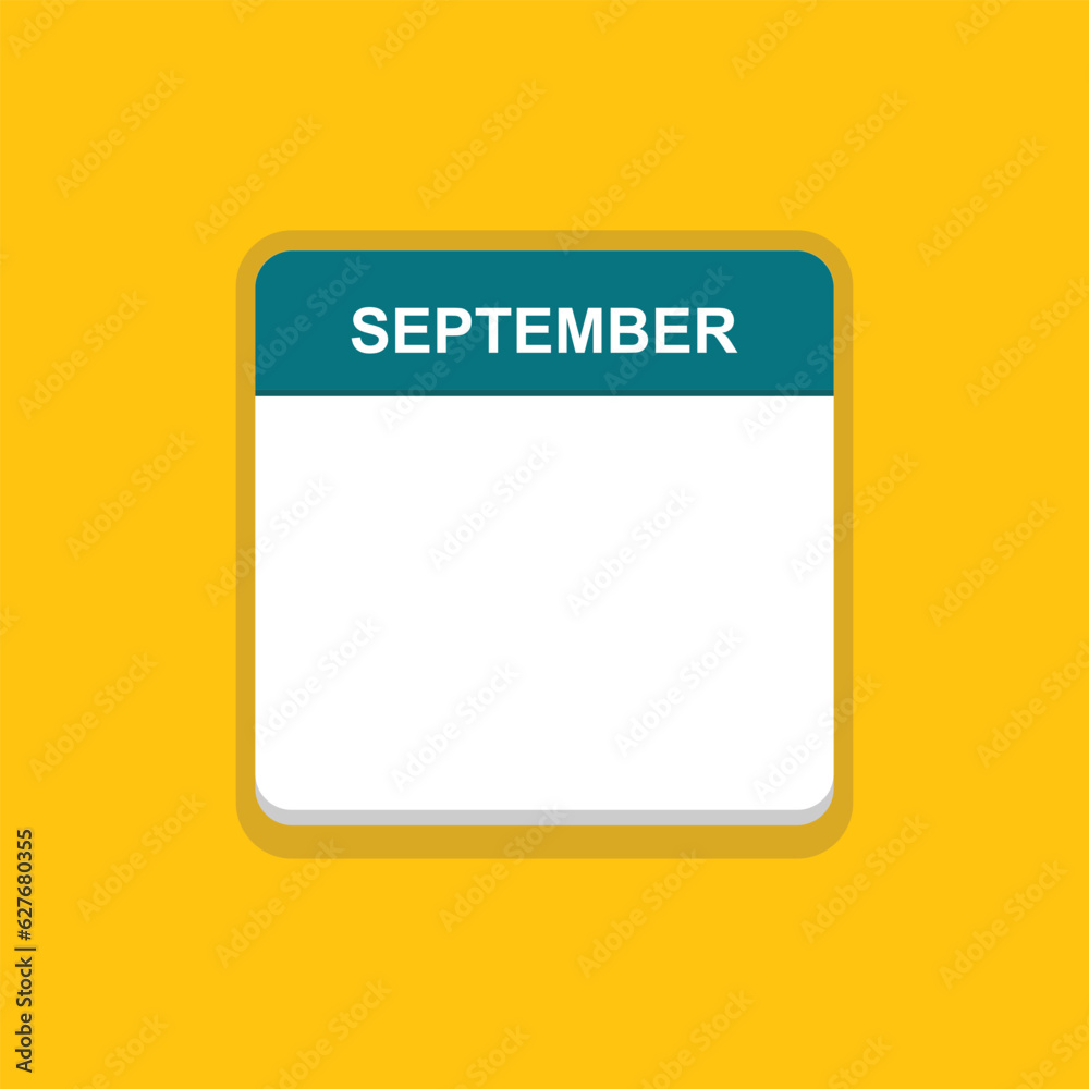 september icon with yellow background, calender icon