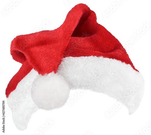 Print op canvas Santa Claus hat or Christmas red cap isolated on transparent background