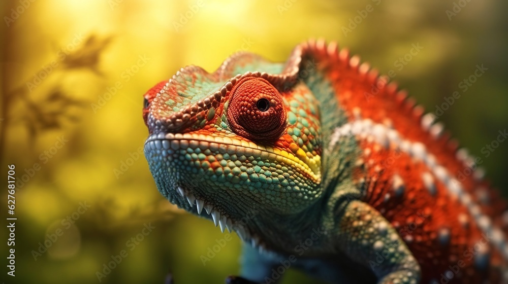 A beautiful view of chameleon in close up. Generative AI. A beautiful view of chameleon in close up. Generative AI.