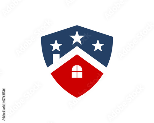 House roof inside the shield vector logo