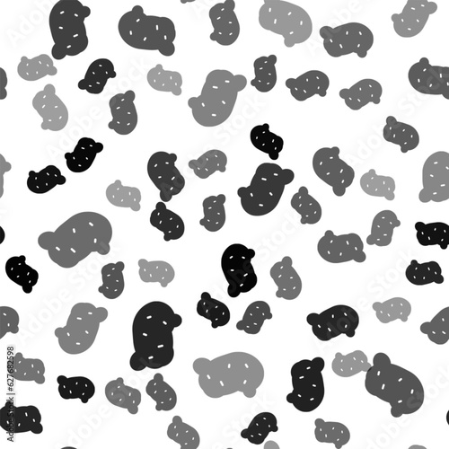Black Potato icon isolated seamless pattern on white background. Vector