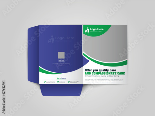 Senior Care Service Senior health care postcard template design. Medical postcard template, dental postcard design. Home care postcard template.