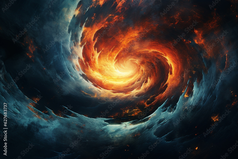 Ice and Flame. Funnel of blue and red fire. AI Generated Ice and Flame. Funnel of blue and red fire. AI Generated