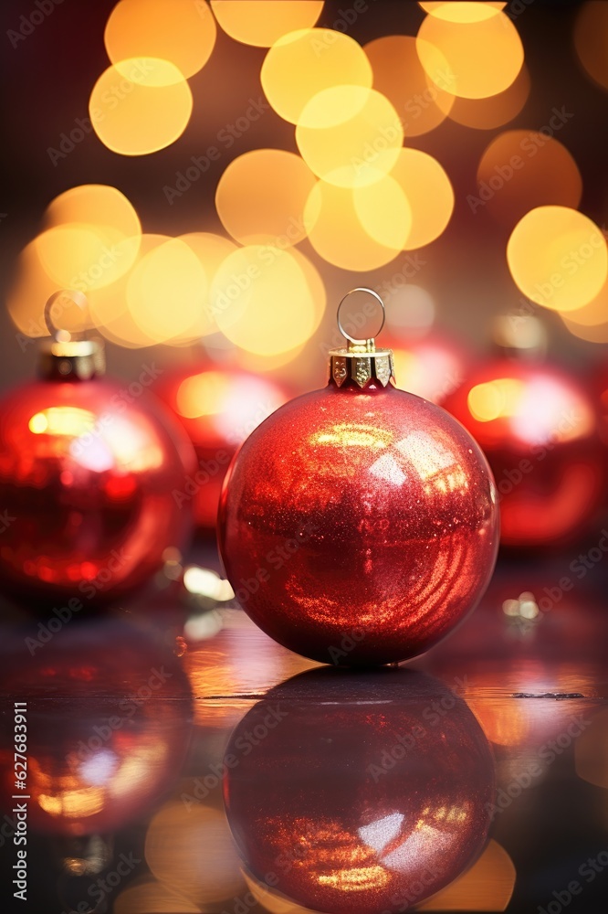 Shiny red christmas baubles wait to be hung on the tree. Shiny red christmas baubles wait to be hung on the tree.