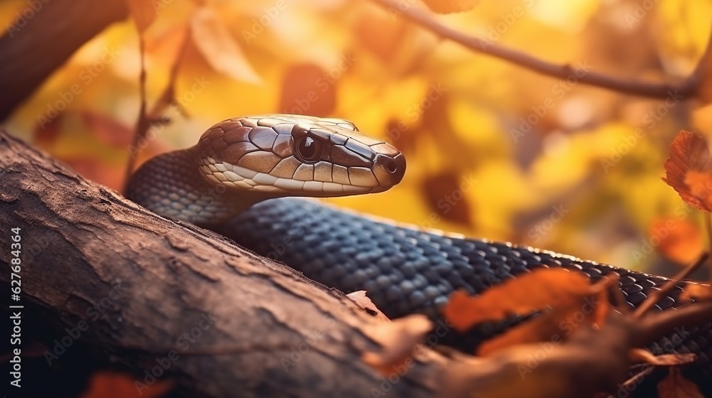 A beautiful view of snake in close up. Generative AI. A beautiful view of snake in close up. Generative AI.