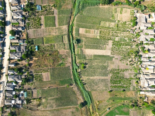 Fields, forest, pastures, aerial view