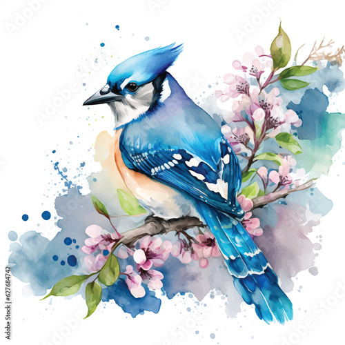 Blue Jay watercolor paint 