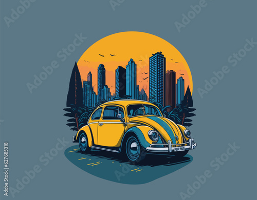 Classic car vector illustration on background ai generated 