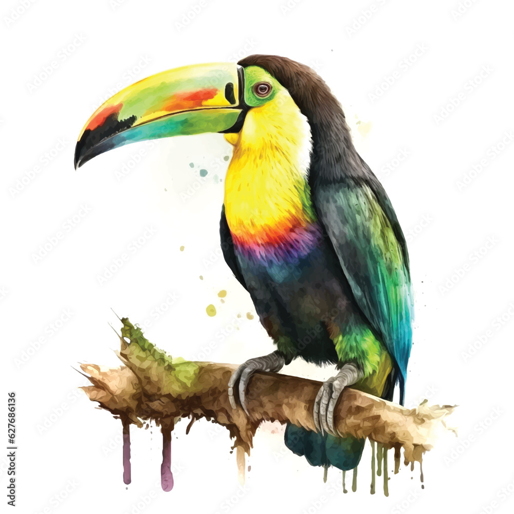 Obraz premium Keel-billed Toucan watercolor paint