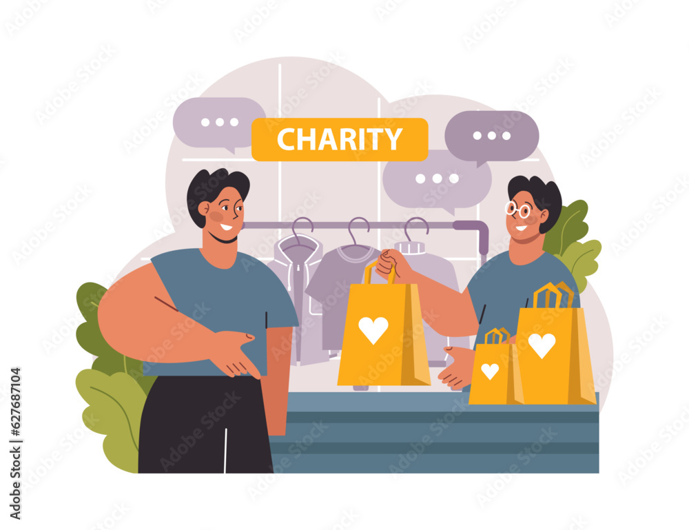 Charity. Volunteers community take care of people in need. Idea of care