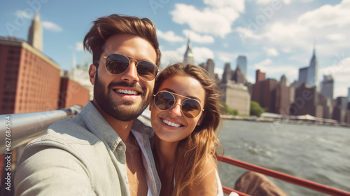 Smiling Couple Explores New York