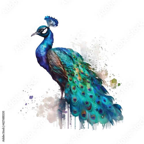 Peacock watercolor paint 