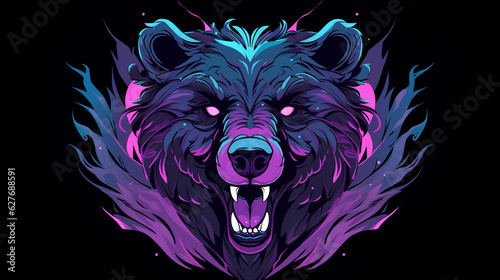 bear purple and turquoise vector, AI generation photo