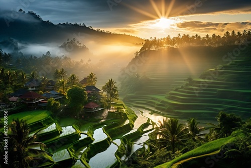 Breathtaking Sunrise Over Balis Rice, Generative AI  © Shooting Star Std