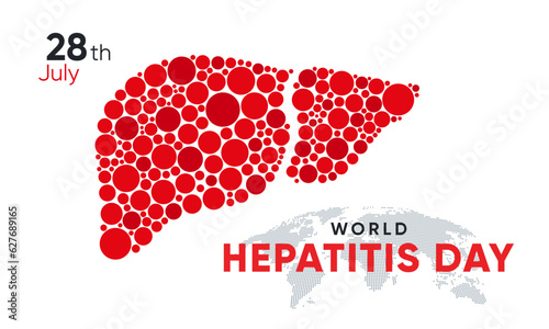 Creative design for World Hepatitis Day, icon, social media and poster. Vector illustration. July 28. Hepatic desease, cancer and cirrhosis abstract concept graphic.