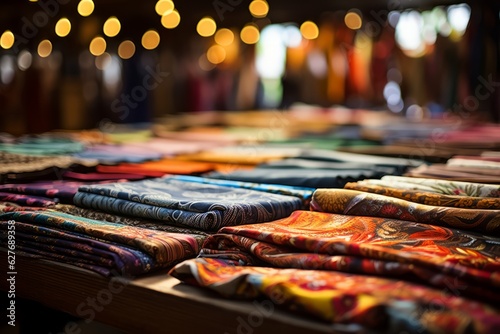 Colorful Indonesian Batik Fabric Market, Generative AI