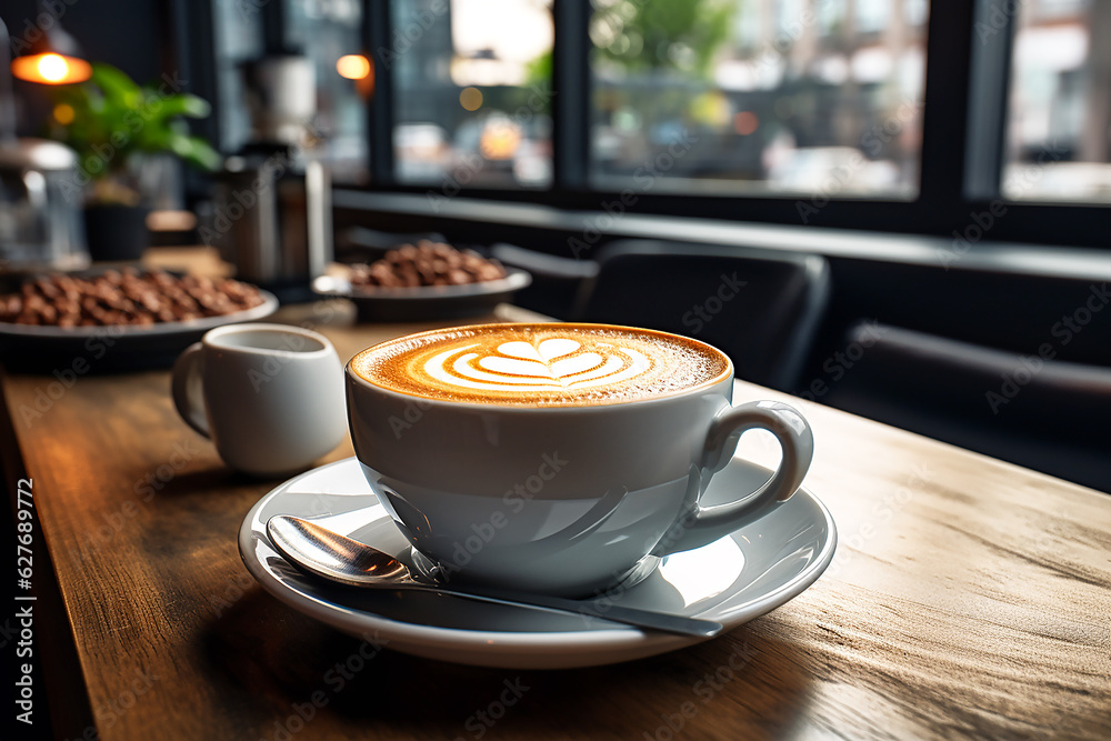 Enjoy a coffee before work. AI generative.