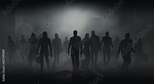 spooky horror zombie halloween festival illustration and background