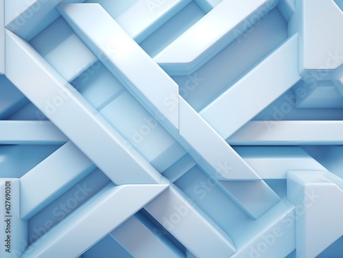 Beautiful futuristic Geometric background textured intricate 3D wall in light blue and white tones generative ai