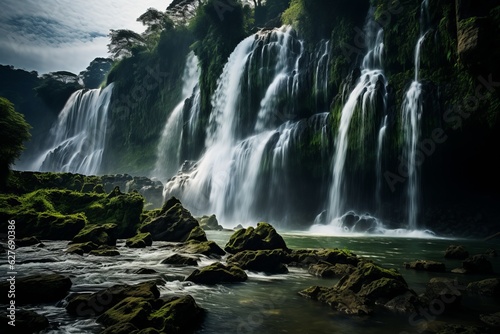 Majestic Waterfall in North Sumatra, Generative AI