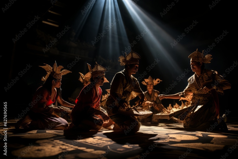 Fototapeta premium Mesmerizing Javanese Shadow Puppet, Generative AI