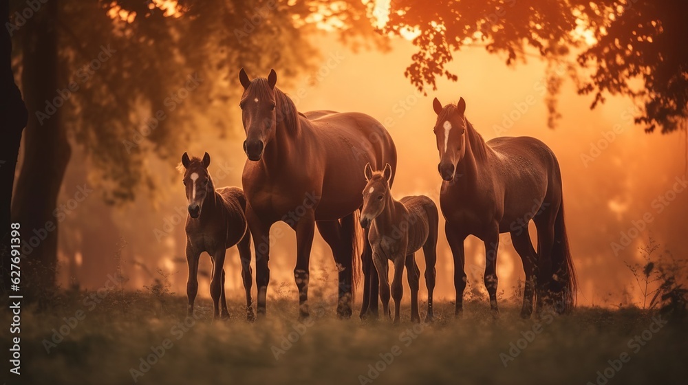 Fototapeta premium A beautiful view of horse in nature. Generative AI.