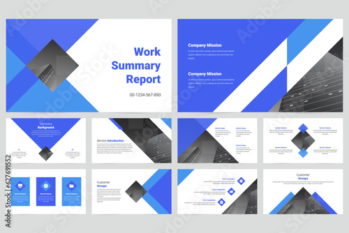 Blue modern business company work report slideshow presentation