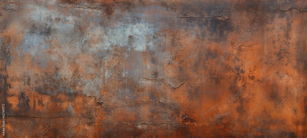 Grunge abstract rusty rust orange brown metal corten steel stone background wall texture banner (Generative Ai)