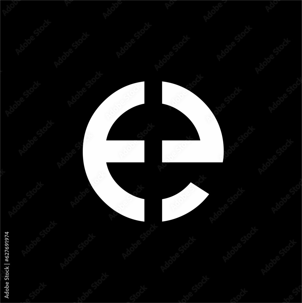 Letter E e simple logo design. Illustration of an umbrella in negative space. Letter E e simple logo design. Illustration of an umbrella in negative space.
