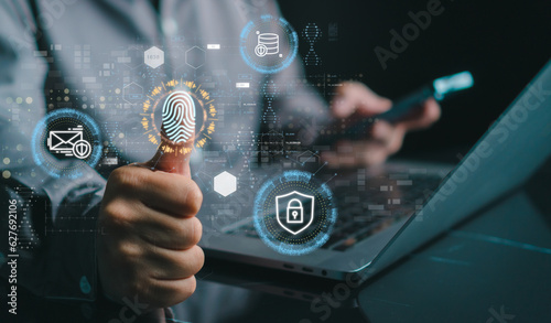 Enhancing Security Identity Online: Futuristic Fingerprint Cyber Security Authentication Concept