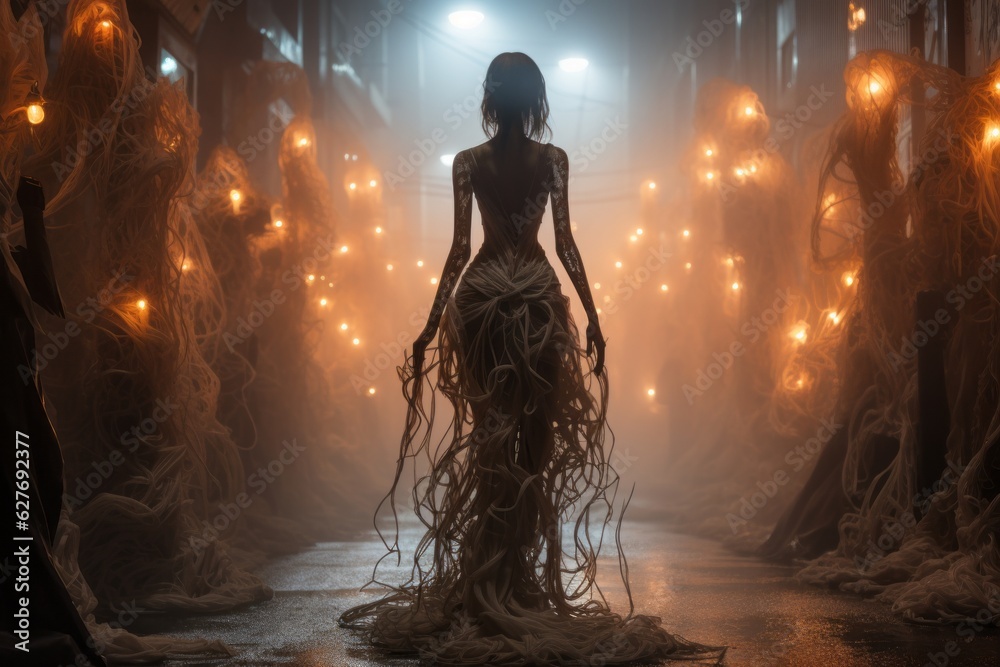Creepy creature is on the street. Beautiful illustration picture. Generative AI Creepy creature is on the street. Beautiful illustration picture. Generative AI