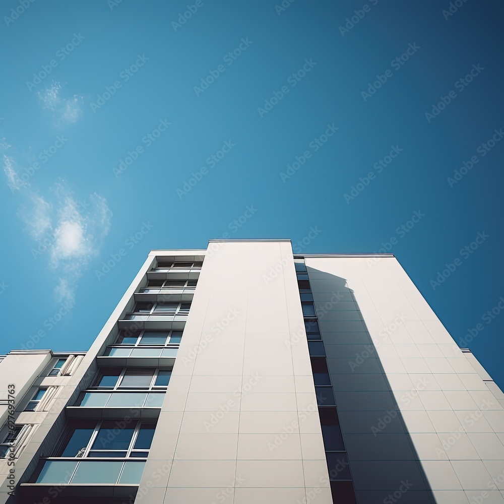 Modern business office building with clear blue sky. generative ai Modern business office building with clear blue sky. generative ai