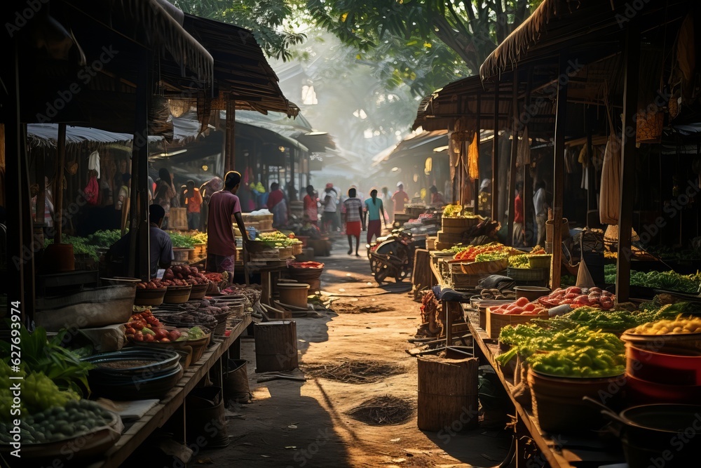 Traditional Indonesian Farmers Market, Generative AI 