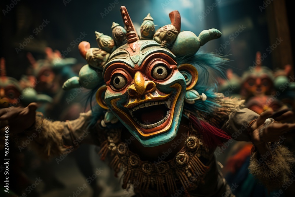 Traditional Indonesian Mask Dance, Generative AI
