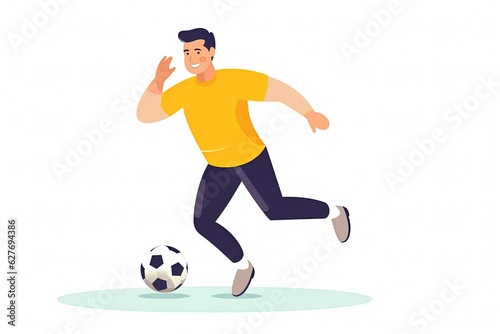 Soccer player kicking the ball. Flat vector illustration isolated on white background. generative ai